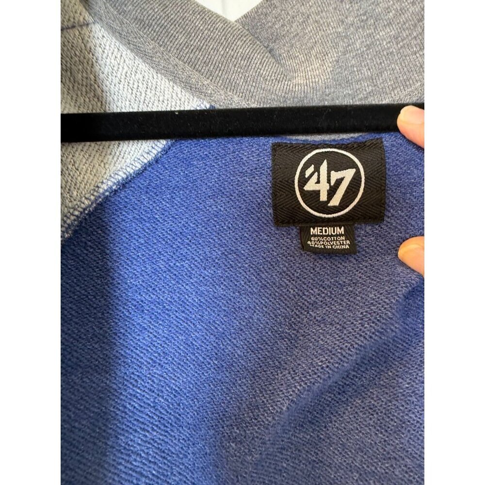 New York Knicks Mens Med 47 Brand Blue Gray Full Zip Track Jacket NBA Logo - Picture 11 of 13